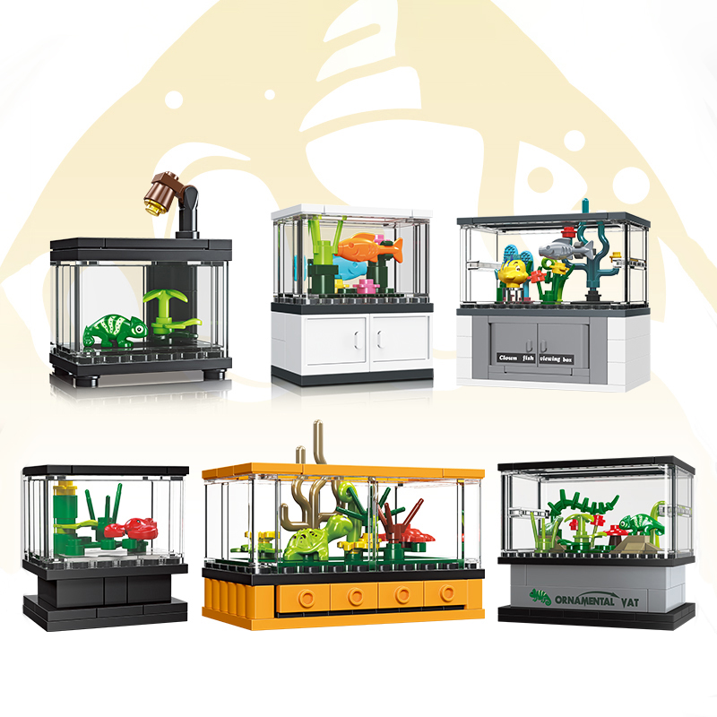 Fish Toys For Aquarium - Aquarium-Bausteine-Set Kreatives DIY-Lernspielzeug Aquarium-Modell-Bausteine Spielzeug Urlaubsgeschenke
