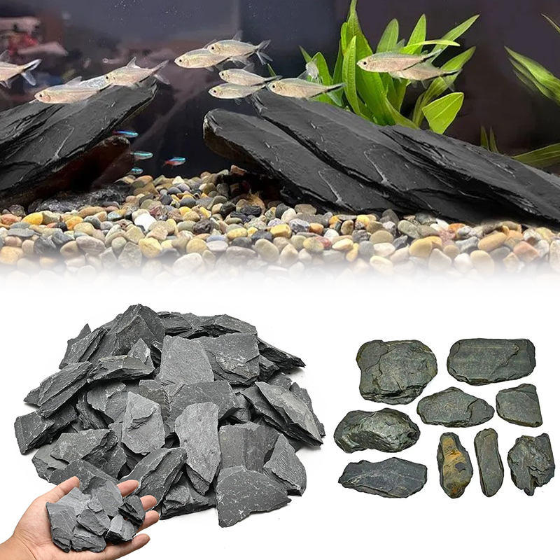 Aquarium Fish Guppy - 500/1000g Aquarium-Landschaftsstein-Set Schieferfelsen Terrarium-Dekorationen Wasserspiel-Zubehör ZYF