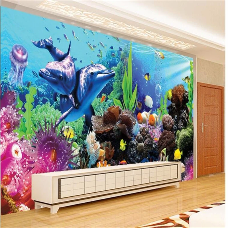 Aquarium Fish Live Wallpaper - Beibehang benutzerdefinierte 3D-Wandbilder mit tropischen Fischen