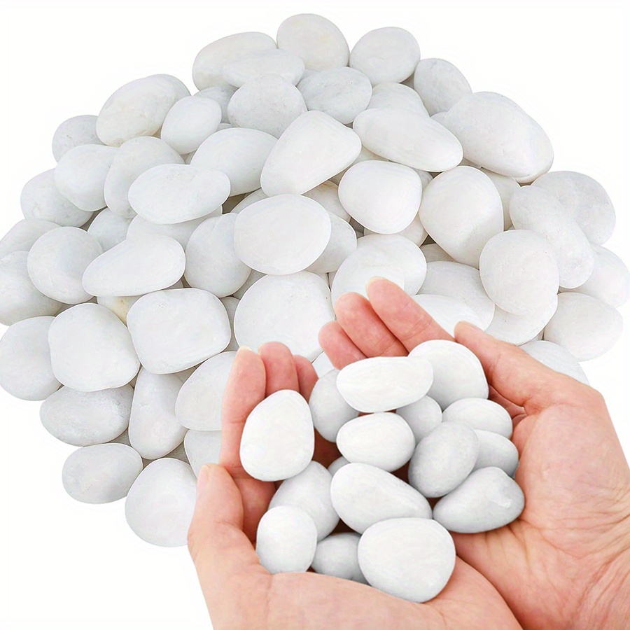 Aquarium Fish Guppy - 200/400g weiße hochglanzpolierte natürliche Kieselsteine 2-3cm